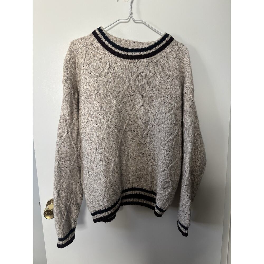Northern Reflections Men’s Beige Wool Blend Knit Sweater Cozy Size M